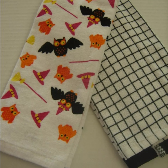 💞2 for $20💞 Halloween 🎃 2pc Kitchen Towels🦉Owl - Picture 3 of 3